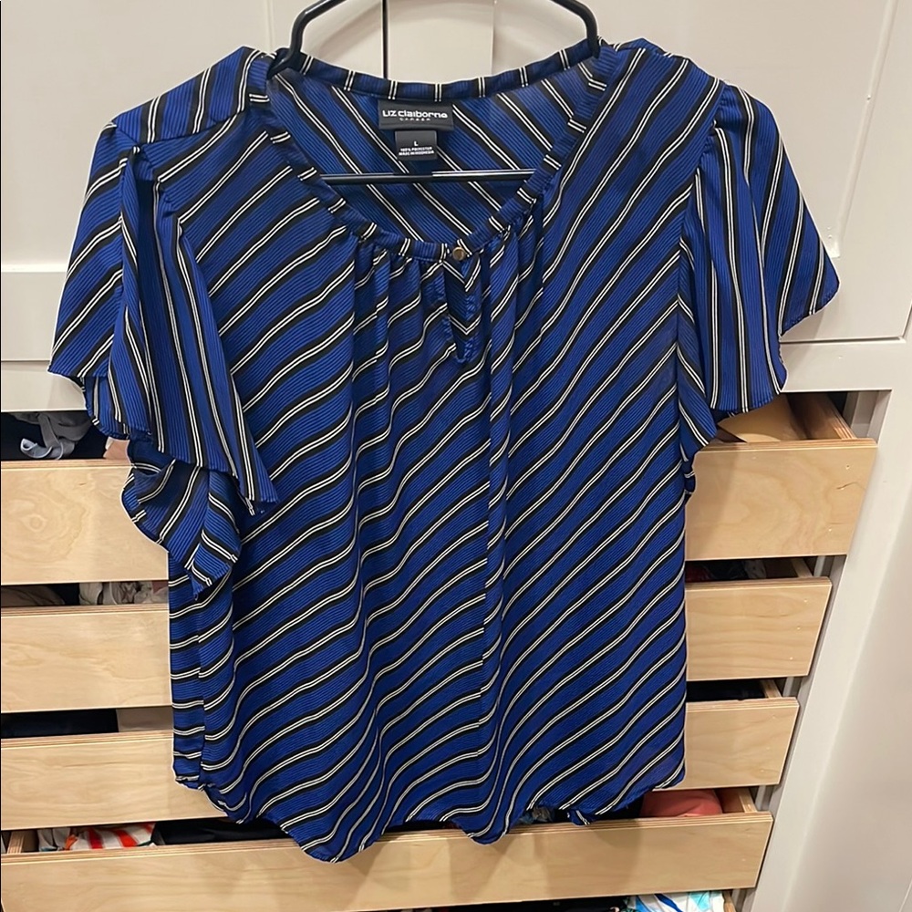 Liz Claiborne Women's Blue Striped Top